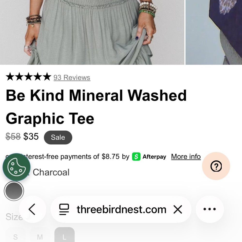 Three Bird Nest Be Kind Mineral Washed Butterfly Tee in Black and Brown - Picture 3 of 3